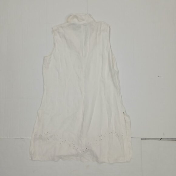Herman Geist women's cream blouse. sleeveless button front top shirt size L. - Picture 2 of 13